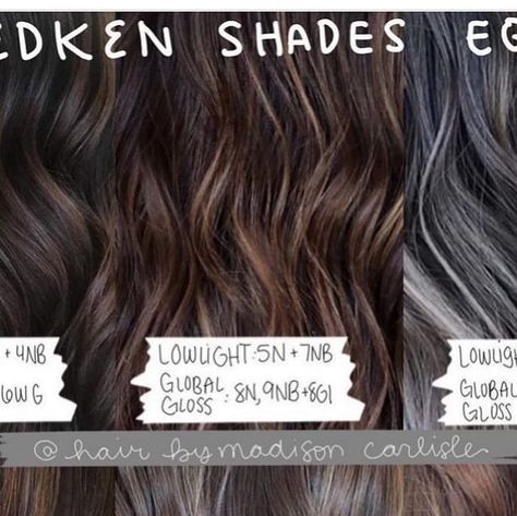 Madison Carlisle on Instagram: "The brunette formula chart of my dreams!!!!! ✨✨✨✨ Need more formula education? Check out the link in my bio to purchase my Ebooks, Formulation Bestie! * * . #saloncentric #redkenobsessed #redkenobsessed #modernsalon #colormelt #hairdresser #ombre #blondebalayage #brunettebalayage #redkenshadeseq #caramelhair #beauty #redkenshadeseq #balayagehighlights #hair #redkenready #hairgoals #behindthechair #highlights #brownhair #redken #balayageombre #balayage #fashion #balayage #hairinspo #olaplex #fallhair #licensedtocreate" Brown Hair With Silver Highlights, Brunette Roots, Formula Chart, Salon Hair Color, Redken Hair Color, Redken Hair Products, Redken Color, Hair Color Formulas, Redken Shades Eq