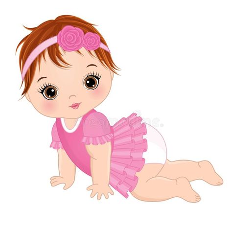 Vector Cute Baby Girl Crawling vector illustration Baby Shower Cake Designs, Birthday Background Design, Digital Illustration Tutorial, Baby Gril, Girl Vector, Birthday Cake Topper Printable, Baby Illustration