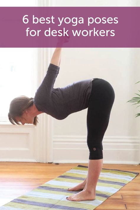 Sitting at a desk all day can take a toll on your body. Use these 6 yoga poses for desk workers to relieve the stress that your job can cause. If you experience LBL, be sure to wear your Poise® Impressa Bladder Supports before trying these exercises to make sure you’re protected against bladder leaks. Yoga Baby, Yoga Poses For Men, Yoga Handstand, Eastern Medicine, Best Yoga Poses, Hello Glow, Sick Remedies, Workout Stuff, Yoga Music