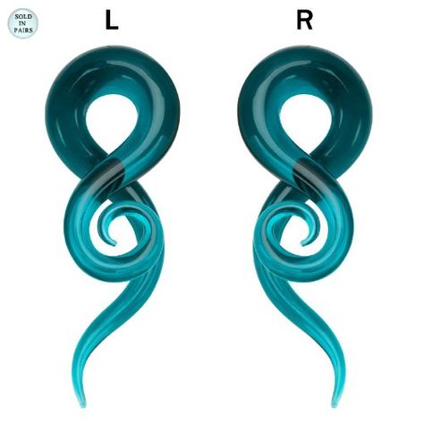 00 Gauge Turquoise Twisted Glass Ear Tapers - Sold in Pairs!: Jewelry: Amazon.com Spiral Gauges, Gauges Piercing, Tapers And Plugs, Ear Tapers, Ear Gauges Plugs, Multicolor Jewelry, Multicolor Earrings, Body Jewelry Piercing, Unusual Jewelry