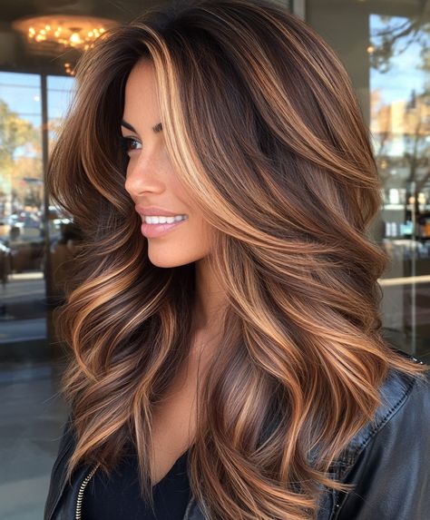 Best 51 Copper Blonde Hair Colors for Fall - AskNaij Balayage Hair With Red And Blonde, Carmel Fall Hair Color, Fall Hair Colors Highlights Low Lights, Fall Colored Hair Ideas, Caramel Macchiato Balayage, Baliage Hair Fall, Fall Carmel Hair Colors, Balayage Hair Caramel Blonde, Auburn Brown Hair Balayage