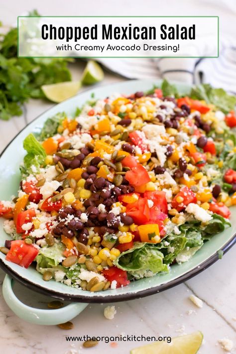 A delicious side dish to serve with Mexican Food and perfect for Cinco De Mayo! Chopped Mexican Salad, Vegetable Dishes Recipes, Mexican Chopped Salad, Mexican Salad Recipes, Mexican Salad, Vegetarian Salad, Vegan Casserole, Mexican Salads, Avocado Ranch