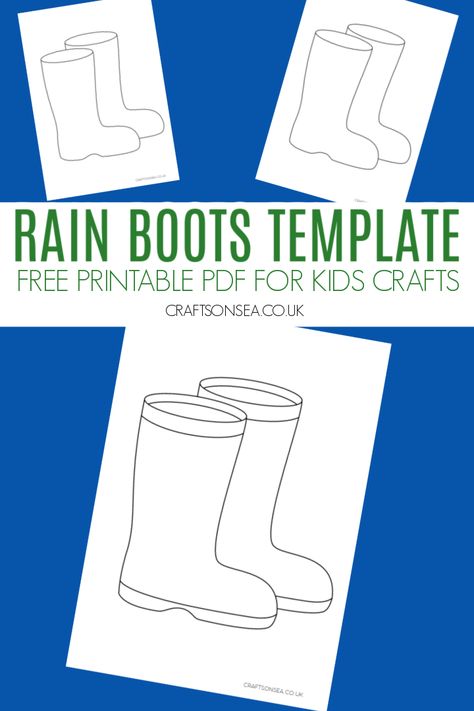 Rain Boots Template: FREE Printable PDF Rain Boot Craft Preschool, Rainboot Template Printable, Rain Boots Template, Rain Boots Template Free Printable, Rain Boots Coloring Pages, Rain Boot Template Free Printable, Rainboots Craft Preschool, Rain Boot Craft, Rain Boots Craft