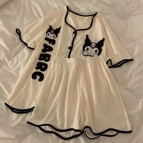 Sanrio kawaii anime pajama set Kuromi Pochacco sweet and simple summer casual loose short-sleeved Kuromi T Shirt, Kawaii Pajamas, Sanrio Clothes, Night Gown Dress, Hello Kitty Dress, Pajama Fashion, Sleepwear Fashion, Cute Sleepwear, Cute Pajama Sets