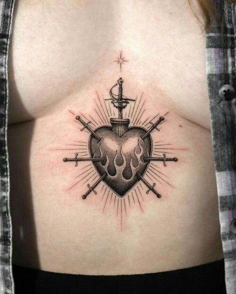 Sacred Heart Tattoo, Sacred Heart Tattoos, Russian Tattoo, Herz Tattoo, Heart Tattoos, 4 Tattoo, Heart Tattoo Designs, Sternum Tattoo, Tattoo Project