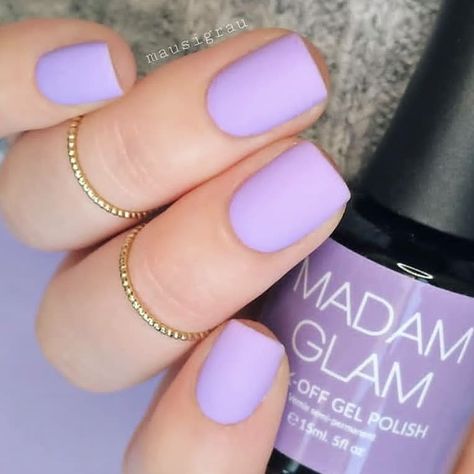 Purple Shellac Nails, Matte Purple Nails, Ongles Gel Violet, Light Purple Nails, Nail Art Designs For Beginners, Easy Nail Art Designs, Violet Pastel, Madam Glam, Lilac Nails