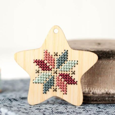 Scandinavian Star, Cross Stitch Ornaments, Stitch Ornaments, Nature Cross Stitch, Hama Bead, Ornament Kit, Craft Lovers, Christmas Embroidery, Scandinavian Inspired