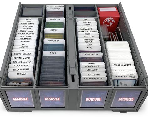 The BCW Card Bin, along with some Tall Card Dividers, make an amazing organization system for Marvel Champions cards. Tcg Organization, Renne Simonsen, Ant Man Marvel, Ronan The Accuser, Comic Book Storage, Gaming Cards, Absorbing Man, Monster Box, Fun Room