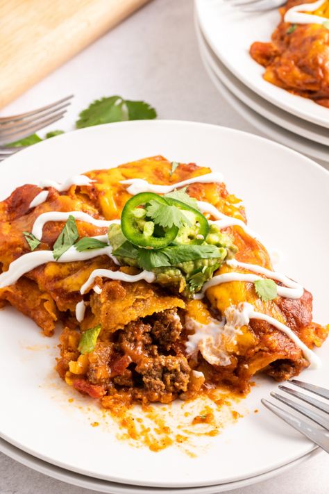 Ground Beef and Cheese Enchiladas recipe from RecipesForHolidays.com #groundbeef #cheese #enchiladas #recipe #RecipesForHolidays Beef And Cheese Enchiladas, Cheese Enchiladas Recipe, Homemade Enchilada Sauce, Cheese Enchiladas, Homemade Enchiladas, Enchiladas Recipe, Beef Enchiladas, Individual Servings, Enchilada Recipes