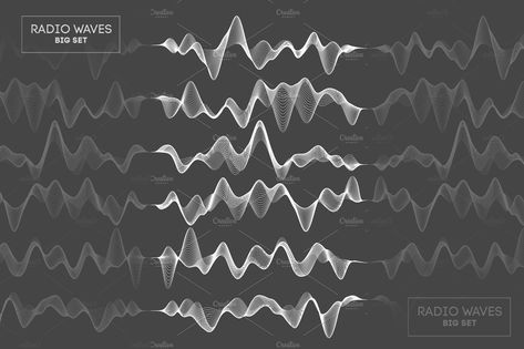 Radio waves vector set. by DamienArt on @creativemarket Radio Waves Illustration, Sound Wave Tattoo, Art Overlay, Audio Waves, Wave Drawing, Music Waves, Radio Waves, Waves Abstract, Art Eras