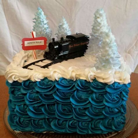 Polar Express Birthday Cake, Polar Express Christmas Party, Polar Express Theme, Train Cupcakes, Polar Express Party, Polar Express Train, Train Cake, 16 Cake, Christmas Party Themes