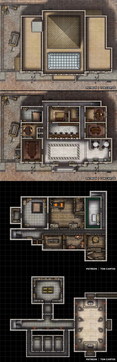 The Pennerton Exchequer Bank, Loans company and Royal Mint is one of only five institutions within the Empire with a license to produce official coinage, and the only one to be privately owned. In recent months a black market in unlicensed currency has sprung up and there is a suspicion upon the Pennerton family, as they are uniquely positioned to be able to carry out such an undertaking. #tomcartos #battlemap #map #ttrpg #dnd #dungeonsanddragons #pathfinder #5e #free #vtt #city #bank #heist Bank Heist, City Bank, Bank Vault, Building Map, Tabletop Rpg Maps, Map Pictures, Rpg Map, Dungeons And Dragons Game, Royal Mint