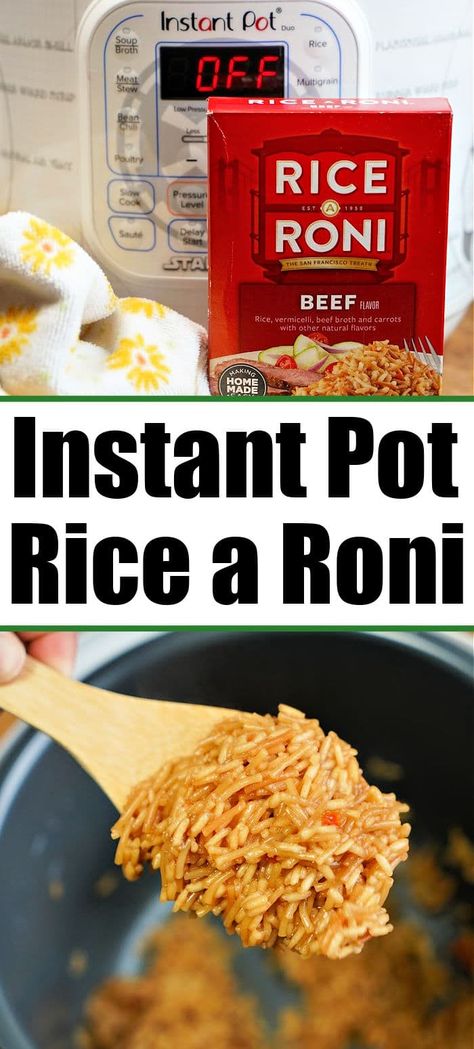 Rice a Roni Instant Pot pressure cooker directions. Use beef or chicken flavor for a quick side dish, way faster than on your stovetop. #ricearoni #instantpotrice Rice A Roni Instant Pot, Instant Pot Rice A Roni, Rice A Roni Recipes, Ground Beef Lunch, Chicken Recipes Indian, Beef Snacks, Quick Side Dish, Rice A Roni, Recipe Art