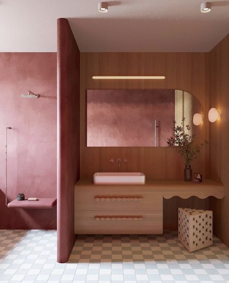 Bold Bathroom, Pink Ideas, Sarah Sherman, Sarah Sherman Samuel, Trendy Furniture, Vanity Design, Amber Interiors, Bathroom Inspo, Black And Pink