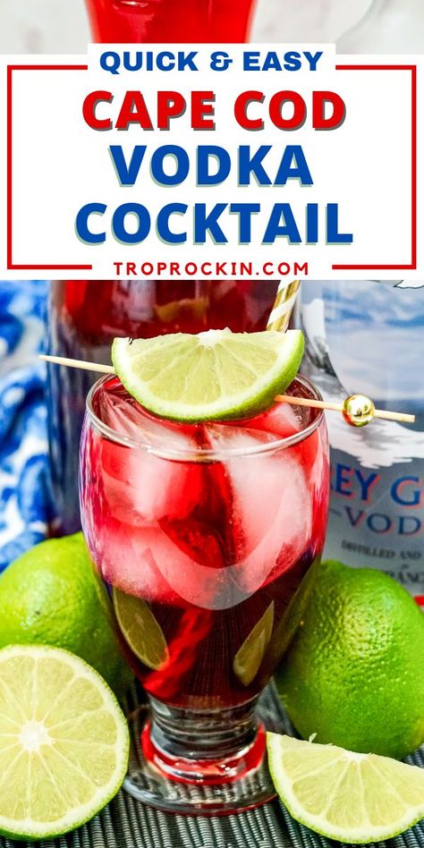 Vodka Wine Drinks, Cape Cod Drink Cocktails, Cape Cod Recipes, Cape Cod Cocktail Recipe, Cape Cod Drink, Vodka Mixed Drinks Recipes, Vodka And Cranberry Juice, Easy Vodka Cocktails, Vodka Drinks Easy