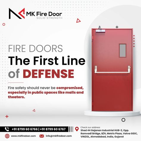 Fire Doors: The First Line of Defense 🚪🔥 Fire safety should never be compromised, especially in public spaces like malls and theaters. ⚠️ Quality fire-rated doors are the first line of defense against rapidly spreading fires. 🔥 These doors: 🚪 Stop flames and dangerous smoke 🔒 Contain fires by blocking air 🏃 Create safe escape routes 💼 Protect critical systems Quality 🔥 fire doors can reduce fires by up to 65% – a life-saving measure we cannot afford to ignore. 💯 Let’s prioritize human li... Fire Rated Doors, Fire Door, Fire Doors, Fire Safety, Public Spaces, Saving Lives, Public Space, Defense, The First