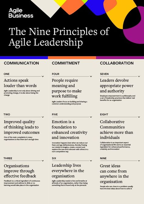 The Nine Principles of Agile Leadership Agile Leadership, Agile Methodology, Effective Feedback, Change Leadership, Mba Student, Leadership Is, Actions Speak Louder, Learning And Development, The Nines