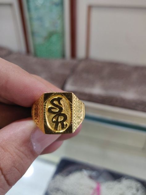 Boy Ring Design, Letter Rings Gold For Men, Gents Gold Ring Design, Couple Letter Ring, Gents Ring Gold, Boys Gold Ring, Gents Gold Ring, Latest Gold Ring Designs, Couple Ring Design