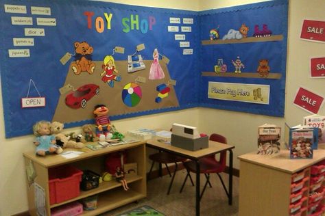 Toy shop role play area Toy Shop Role Play, Classroom Toys, Shop Role Play, Toy Shop Display, Toys Topic, Role Play Areas, Play Corner, Diy Toy Storage, Kids Toy Organization