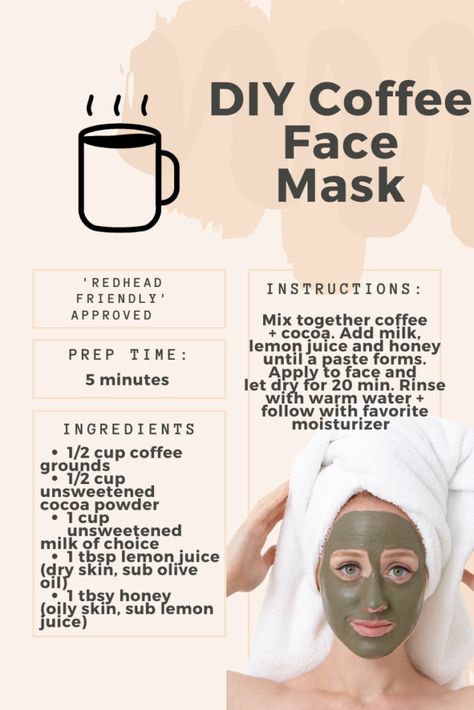 3 DIY Coffee Based Beauty Recipes Every Redhead Should Know About Homemade Coffee Scrub, Coffee Diy, Coffee Face Mask, 3 Coffee, Coffee Body Scrub, Homemade Coffee, Diy Beauty Recipes, Coffee Scrub, Diy Coffee