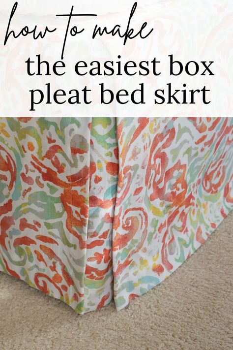 How To Make A Bed Valance, How To Make A Box Pleated Bed Skirt, How To Make A Bed Skirt Simple, Diy Bed Skirt No Sew Easy, Sew A Bed Skirt, How To Make Bed Skirt, How To Sew A Bed Skirt, Bed Skirt Ideas Modern Diy, Pleated Bed Skirt