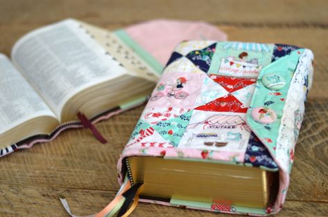 Scripture Cover Tutorial Featuring Vintage Market from Riley Blake Designs Bible Cover Diy, Quilt Book Cover, Scripture Case, Custom Bible Cover, Create Your Own Book, Fabric Book Covers, Book Cover Diy, Row Quilt, Custom Bible