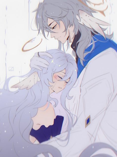 Lozanica on X: ""Don't cry. I'm near" Robin and Sunday (sketch) #HonkaiStaiRail #Robin #Sunday https://t.co/huZUyL1eki" / X Anime Siblings, Star Trails, Love My Boyfriend, Animation Design, Star Rail, Jojo Bizarre, Bird Feathers, Cute Icons, Art Inspo