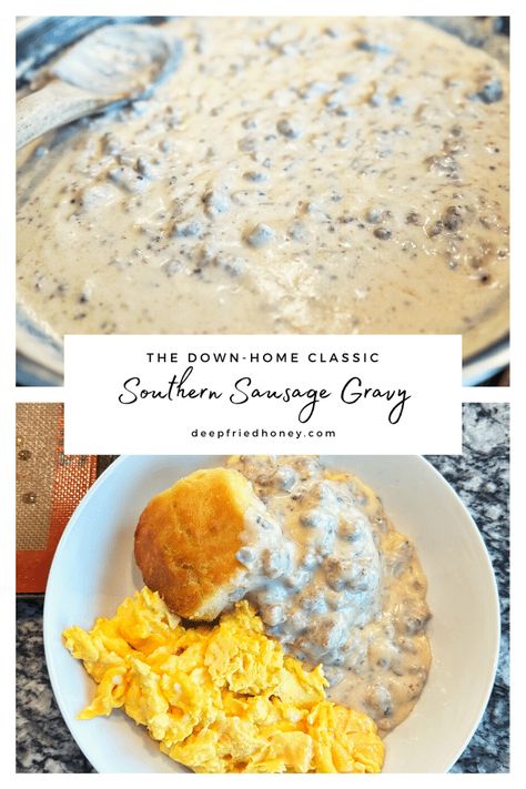 How To Can Sausage Gravy, Southern Biscuits And Gravy Recipe, Southern Style Biscuits And Gravy, Southern Sausage Gravy Recipe, Buiscits And Gravy Sausage Recipe, Gravy Recipe For Biscuits And Gravy, Buiscits And Gravy Recipes, Buiscits And Gravy Sausage, Breakfast Biscuits And Gravy