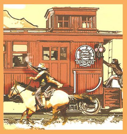 Train Robbery, Robbery Illustration, Western Train, Train Cartoon, Dingo Dog, The Great Train Robbery, Train Illustration, Midnight Rider, Train Adventure