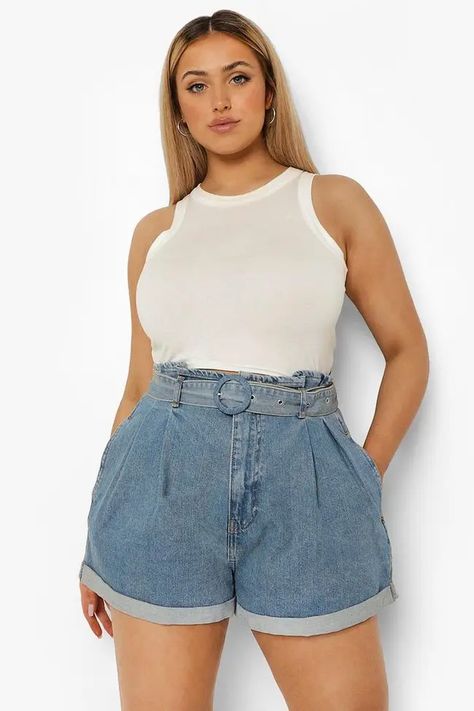 Plus Size Festival Outfit, Closet Refresh, Paper Bag Jeans, Plus Size Summer Outfits, Open Toe Heels, Plus Size Summer, Plus Size Skirts, Plus Size Shorts, New Energy