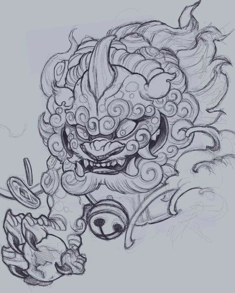 Foo Dog Tattoo Design, Foo Dog Tattoo, Japan Tattoo Design, Fu Dog, Asian Tattoos, Japanese Sleeve Tattoos, Japan Tattoo, Japanese Tattoo Designs, Tattoo Illustration