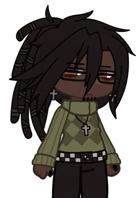 Dreads Gacha Club, Gacha Outfit Ideas Male Y2k, Black Gacha Characters, Gacha Club Oc Black, Gacha Black Hairstyles, Y2k Gacha Club Outfits Male, Gacha Club Outfit Ideas Y2k Male, Y2k Gacha Life Outfits Male, Male Gacha Club Hairstyles