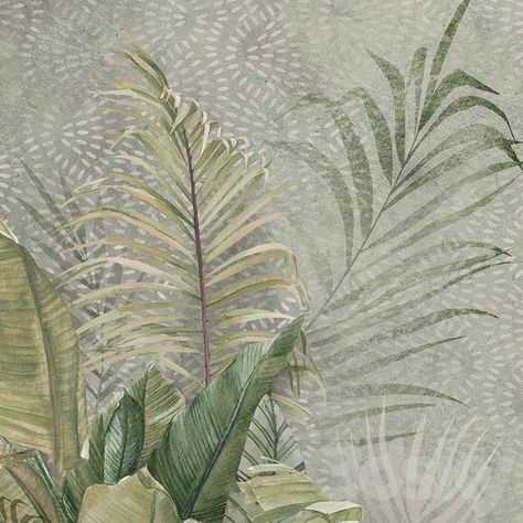 3d models: Wall covering - Creativille | Wallpapers | Ethnic leaves 4217 Panoramic Wallpaper, Tropical Scent, Cellar Door, Pink Olive, Leaf Texture, Tropical Wallpaper, R P, Wall Covering, In 3d