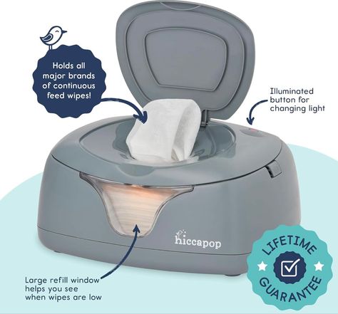 hiccapop Baby Wipe Warmer and Baby Wet Wipes Dispenser | Baby Wipes Warmer for Babies | Diaper Wipe Warmer with Changing Light | Baby Essentials New Born Must Haves, Baby Wipe Warmer, Water Wipes, Baby Essentials Newborn, Flushable Wipes, Wipe Warmer, Wipes Dispenser, Baby Wipe, Wet Wipes