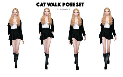 Catwalk Poses by FlowerChamber Walking Poses Sims 4, Sims 4 Walking Poses, New Pose, Walking Poses, Group Photo Poses, 4 Poses, Free Sims 4, Fashion Walk, Free Sims