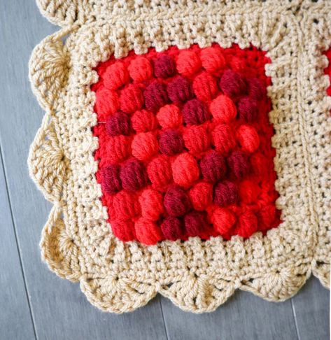 Pie Granny Square, Strawberry Square Crochet, Cherry Crochet Granny Squares, Strawberry Afghan, Crochet Strawberry Afghan, Red Granny Square Blanket, Diy Crafts To Do At Home, Crochet Afghan Patterns Free, Crochet Granny Square Blanket