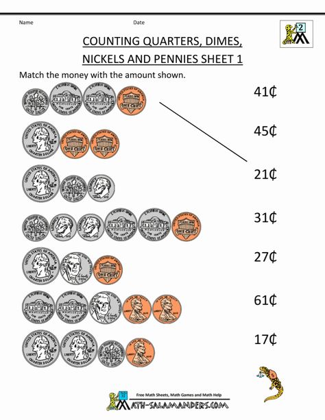 FREE Printable Counting With Coins Worksheets Coins Worksheet, Counting Quarters, Counting Coins Worksheet, Counting Money Worksheets, Math Money, Money Math Worksheets, Teaching Money, Counting Coins, Math Sheets