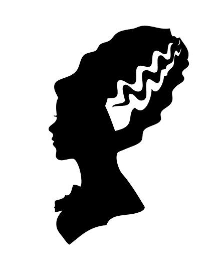 Frankenstein And Bride Silhouette, Bride Of Frankenstein Stencil, Bride Of Frankenstein Silhouette, Bride Of Frankenstein Svg, Bride Of Frankenstein Pumpkin, Halloween Silhouettes Templates, Kitchy Art, Frankenstein Silhouette, Pumpkin Etching