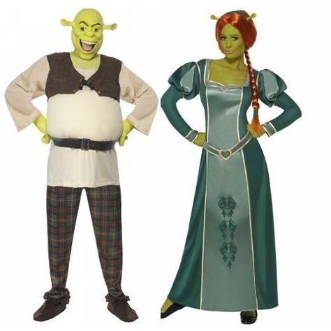 Halloween Costume Ideas For Couples - ourkindofcrazy.com Shrek Fancy Dress, Shrek And Fiona, Couples Fancy Dress, Disney Fancy Dress, Outfits Ladies, Film Fancy Dress, Best Couples Costumes, Book Day Costumes, Halloween Film