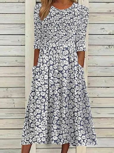 Cheap Print Dresses Online | Print Dresses for 2023 Casual Dresses Plus Size, Sundress Casual, Women's A Line Dresses, Cheap Dresses Casual, Casual Sundress, Red Curtains, High Quality Dress, Dresses Floral, Green Midi Dress