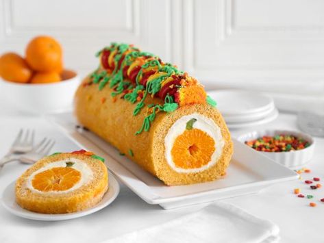 Pumpkin Cake Roll, Rolled Cakes, Clementine Pumpkins, Rolled Cake, Pumpkin Roll Cake, Cake Roll Recipes, Orange Frosting, Orange Food Coloring, Trisha Yearwood