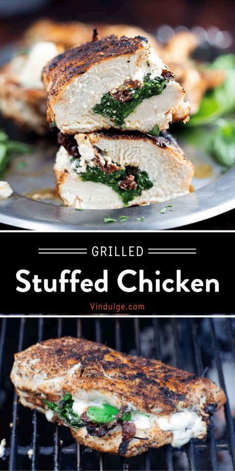 Stuffed Chicken On The Grill, Grilled Chicken And Spinach Recipes, Stuffed Grilled Chicken Recipes, Chicken And Goat Cheese Recipe, Breaded Stuffed Chicken Breast, Grilled Stuffed Chicken Breast, Grilled Stuffed Chicken, Sun Dried Tomatoes And Spinach, Chicken Spinach Recipes