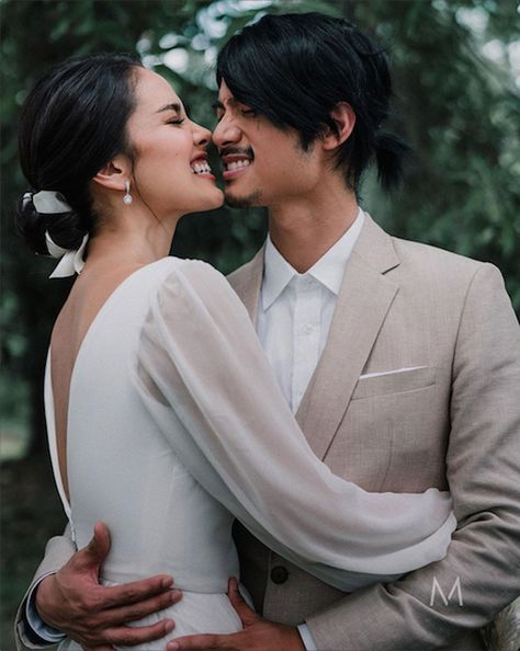 Megan Young Wedding, Mikael Daez, Modern Destination Wedding, Prenup Shoot, Sabrina Neckline, Megan Young, Minimalist Gown, Bridal Car, Young Wedding