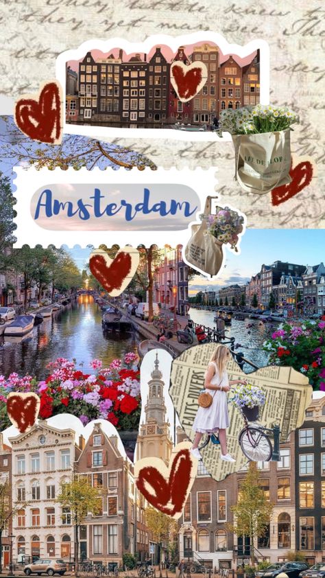 #amsterdam #thenetherlands #europe Countries Wallpaper, Europe Collage, Amsterdam Travel Aesthetic, Amsterdam Wallpaper, Dutch Netherlands, Pastel Background Wallpapers, Germany Vacation, Travel Picture Ideas, Travel Collage