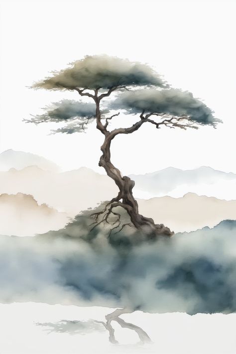 Build your own art collection! Use the code MOREART during checkout for 40% off when you buy 2 or more items! This is one piece in the Japandi Bonsai Tree Watercolor Digital Art Series created by Morris Digital Designs. This picture features a Bonsai Tree, brought to life in a watercolor painting. This piece is available as a downloadable wall art print. Your order will be for a digital item only. This picture is saved as a portrait with a 2x3 aspect ratio, 400 dpi, and is printable up to a max Bonsai Illustration, Bonsai Painting, Bonsai Tree Painting, Tree Painting Easy, Japanese Bonsai Tree, Watercolor Digital Art, Japanese Rock Garden, Tree Watercolor Painting, Sky Art Painting