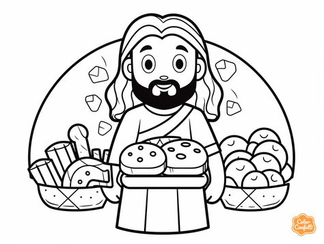 illustration of Jesus is the Bread of Life coloring Bread Of Life Craft Sunday School, I Am The Bread Of Life, Bread Of Life Craft, Earth Day Crafts, Religion And Spirituality, Bread Of Life, Free Coloring Sheets, Colouring Page, Our Daily Bread