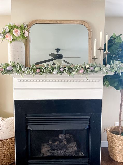 Spring mantle decor. Easter decor. Easter home decor. Easter mantle decorating. Easter garland Follow my shop @BlogsbyAria on the @shop.LTK app to shop this post and get my exclusive app-only content! #liketkit #LTKSeasonal #LTKhome #LTKsalealert @shop.ltk https://liketk.it/45vc6 Spring Garland For Mantle, Easter Mantle Decor, Spring Mantle Decor, Mantle Decorating, Easter Mantle, Easter Egg Garland, Spring Mantle, Easter Home Decor, Lamb's Ear