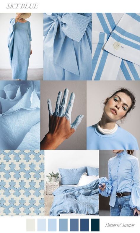 TREND | PATTERN CURATOR - SKY BLUE . SS 2019 Color Palette For Home, Fashion Trend Pattern, Pattern Curator, Fashion Trending Moodboard, Fashion Trend Inspiration, Kids Fashion Trends, Color Trends Fashion, Fashion Forecasting, Instagram Feed Ideas