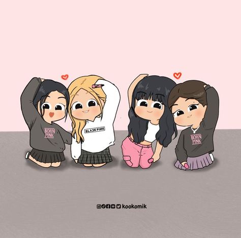 Kpop Chibi Blackpink, Blackpink Art, Black Pink Background, Blackpink Poster, Pink Posters, Kpop Drawings, Lisa Blackpink Wallpaper, Hand Art, Black Pink Kpop