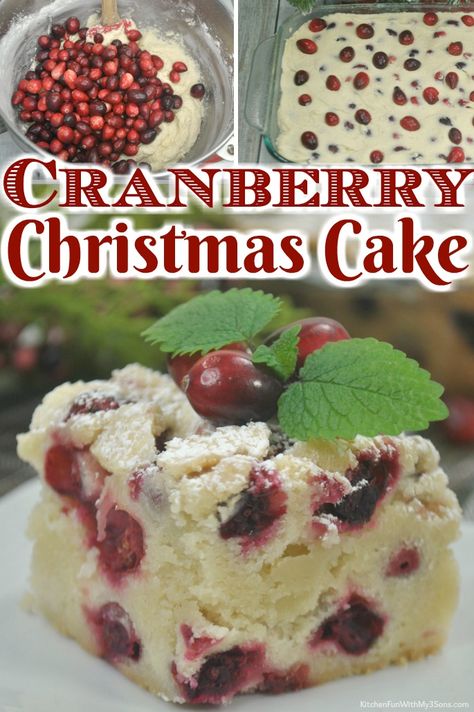 Cranberry Cake Recipe, Cranberry Christmas Cake, Cranberry Cake, Family Friendly Recipes, Christmas Morning Breakfast, Christmas Cake Recipes, Kitchen Fun, Cranberry Recipes, Chocolate Pecan